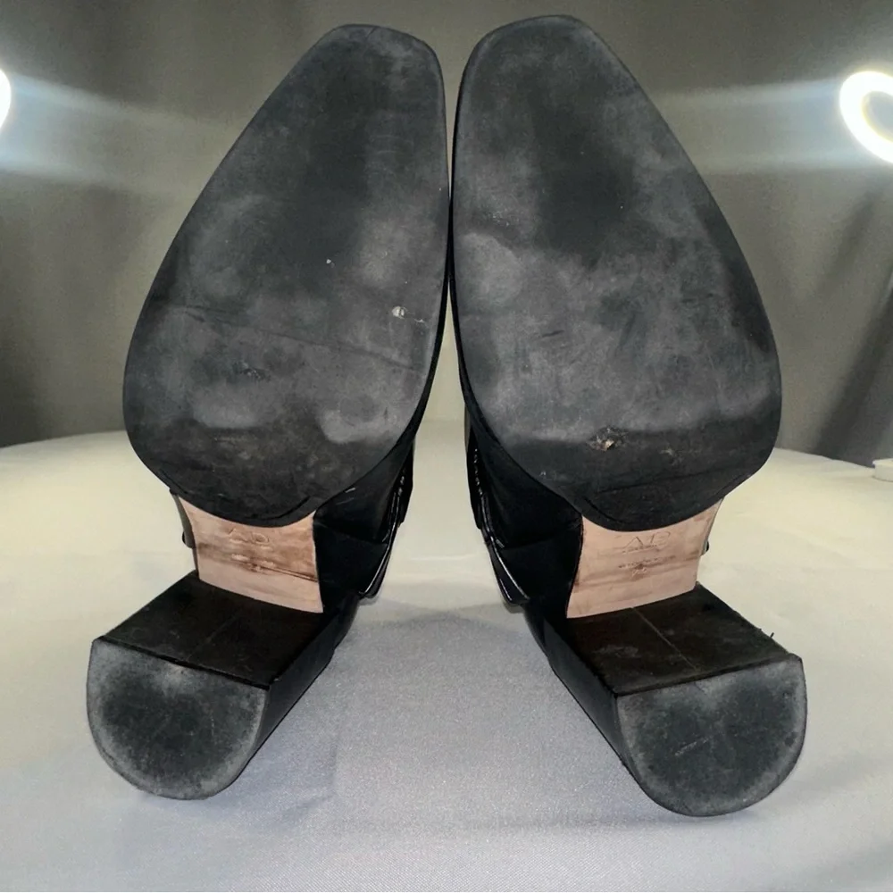 AD & DAUGHTERS Women's Size 7.5 Black Leather Declann Braided Chunky Heel Boot - Picture 3 of 15